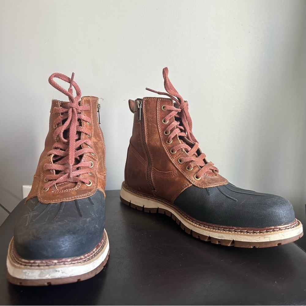 Timberland Brown and Black Leather Britton Hill Rain Boots